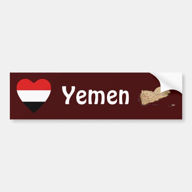 Adesivo Para Carro Coração da bandeira de Yemen + Autocolante no (Frente)