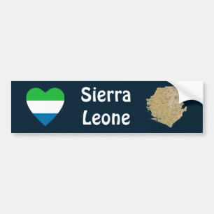 Adesivo Para Carro Coração da bandeira do Sierra Leone + Autocolante