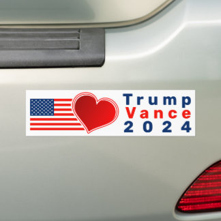 Adesivo Para Carro Coração e bandeira, Trump, Vance Bumper Sticker