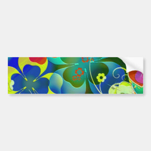 Adesivo Para Carro Corações, trevos e flores na arte abstracta