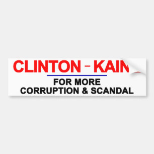 Adesivo Para Carro Corrupção e escândalo de Clinton Kaine