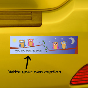 Adesivo Para Carro Coruja de coruja, texto personalizado, dia da noit
