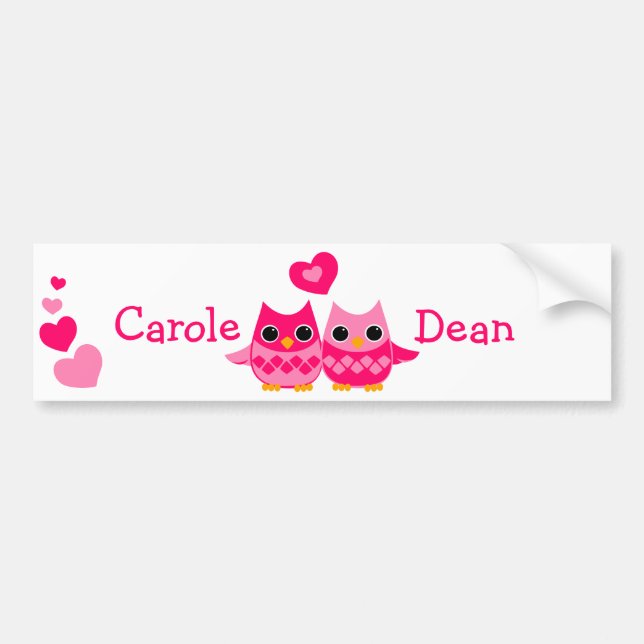 Adesivo Para Carro Corujas de Amor Doce (Frente)