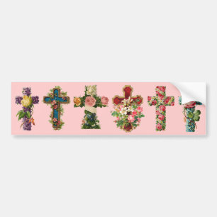 Adesivo Para Carro Cruz Floral Vintage
