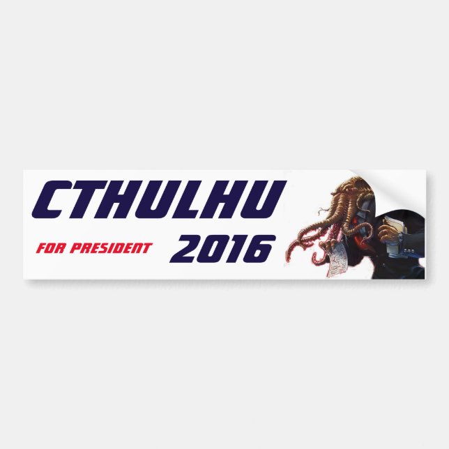 Adesivo Para Carro "Cthulhu para o presidente 2016 " (Frente)