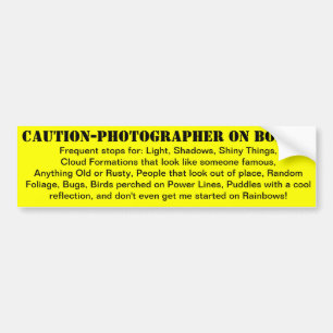 Adesivo Para Carro Cuidado-Fotógrafo a bordo!