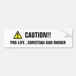 ADESIVO PARA CARRO CUIDADO, PRO-VIDA, PROPRIETÁRIO DE ARMA CRISTÃO,