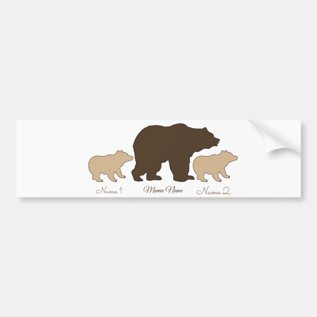 Adesivo Para Carro Custom Mama Bear With 2 Kid Names Mothers Day Gift (Frente)