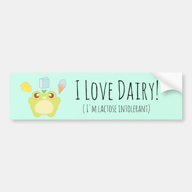 Adesivo Para Carro Cute I Love Dairy Treats Sapo (Frente)