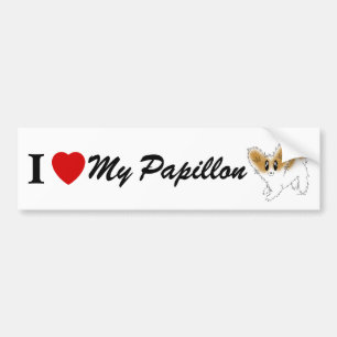 Adesivo Para Carro Cute Scruffy Papillon Eu Amo Meu Papillon
