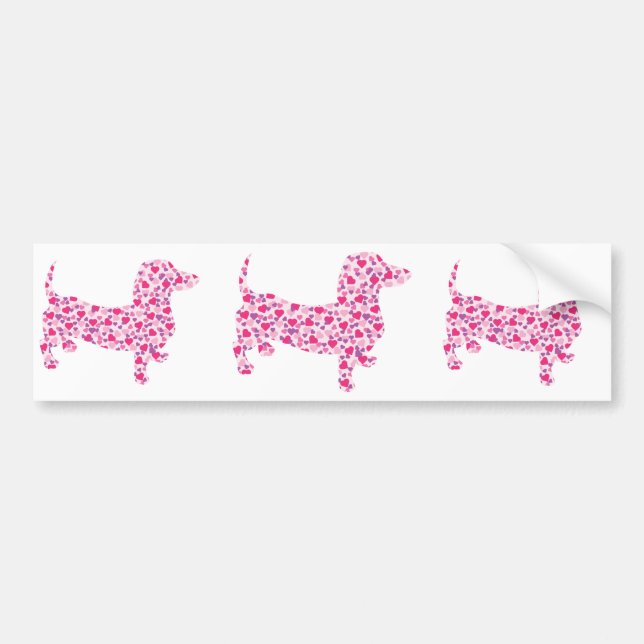 Adesivo Para Carro Dachshund Hearts (Frente)