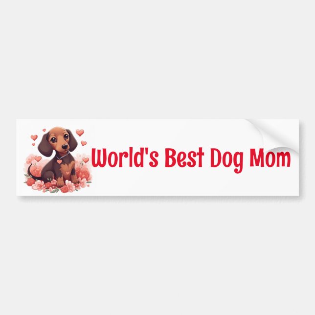 Adesivo Para Carro Dachshund Puppy World's Best Dog Mãe (Frente)