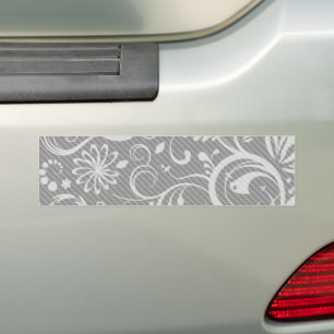 Adesivo Para Carro Damasco, Ornamentos, Roios - Cinza Branco