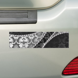 Adesivo Para Carro Damasco, Ornaments, Swirls - Branco Preto