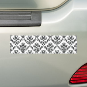 Adesivo Para Carro Damasco, Ornaments, Swirls - Branco Preto