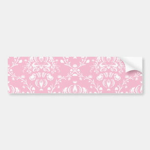 Adesivo Para Carro Damasco Rosa e Branco