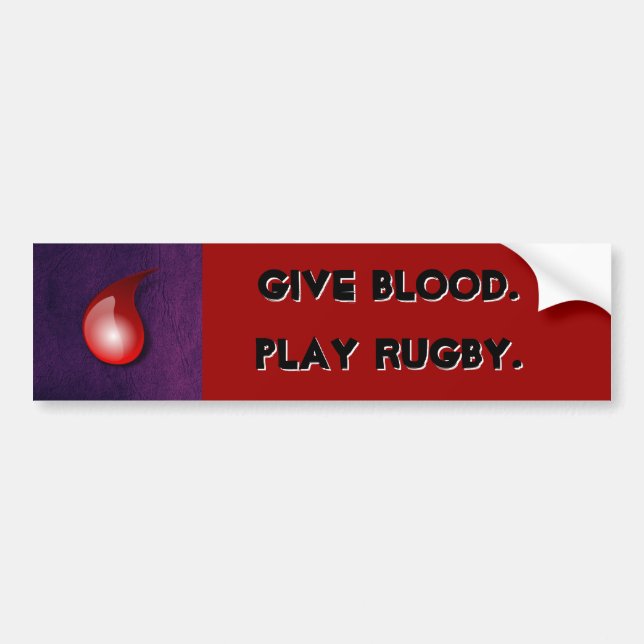 Adesivo Para Carro Dê o sangue. Jogue o rugby. bumpersticker (Frente)