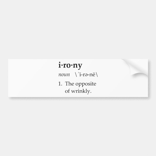 Adesivo Para Carro Definição da ironia o oposto de Wrinkly (Frente)