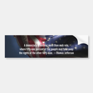 Adesivo Para Carro Democracia Citação-Thomas Jefferson+Bandeira