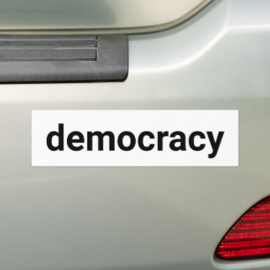 Adesivo Para Carro Democracia: simples tipografia moderna, preto e br