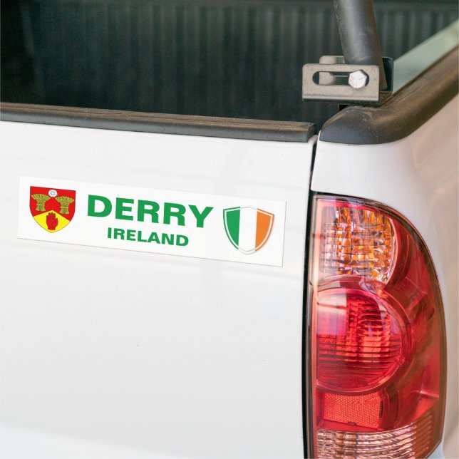 Adesivo Para Carro Derry Ireland Crest e Irish Flag (No caminhão)