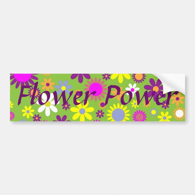 Adesivo Para Carro Desenhista floral retro alegre de flower power (Frente)