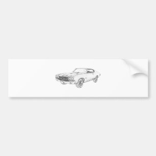 Adesivo Para Carro Desenho 1970 preto e branco de Chevrolet Chevelle