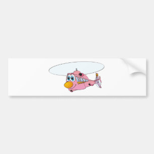 Adesivo Para Carro Desenhos animados cor-de-rosa do helicóptero