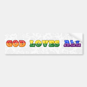 Adesivo Para Carro "Deus Ama a Todos" Orgulho Gay/LGBTQIA+/Queer Cris