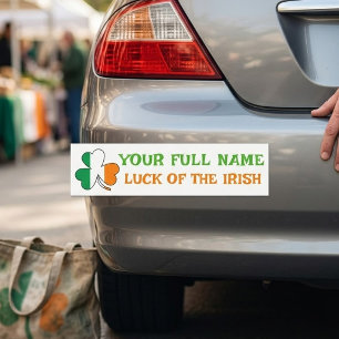 Adesivo Para Carro Dia de São Patrício Bandeira da Irlanda Trevo Nome