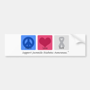 Adesivo Para Carro Diabetes juvenil do amor da paz