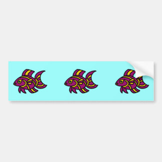 Adesivo Para Carro Ditzyfish roxo com listras amarelas