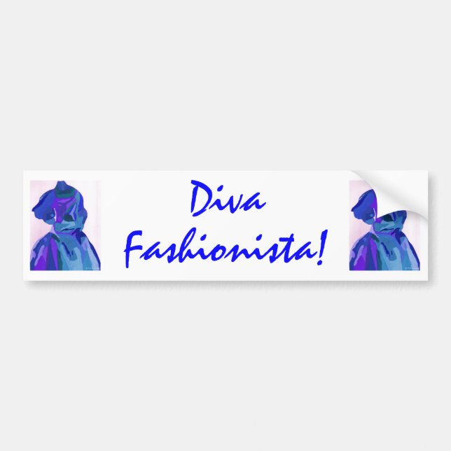 Adesivo Para Carro Diva Fashionista Em Azul I (Frente)