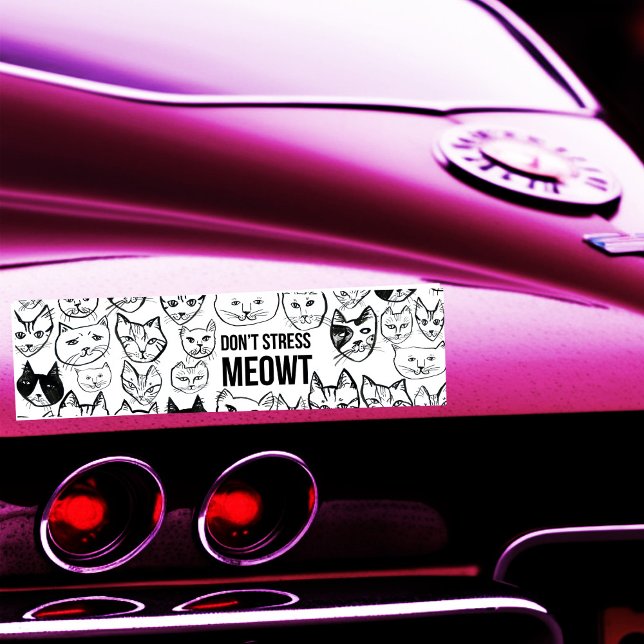 Adesivo Para Carro DONT STREST MEOWENS Cats Engraçados (DONT STRESS MEOWT Funny Cats Hand-drawn cat lady Bumper Sticker
)