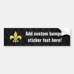 Adesivo Para Carro Dourado Damask Fleur de Lis