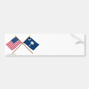 Adesivo Para Carro E.U. e bandeiras cruzadas South Carolina