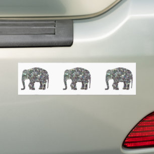 Adesivo Para Carro Elefante de mosaico prateado cintilante