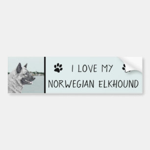 Adesivo Para Carro Elkhound norueguês na pintura da vila - Arte cani