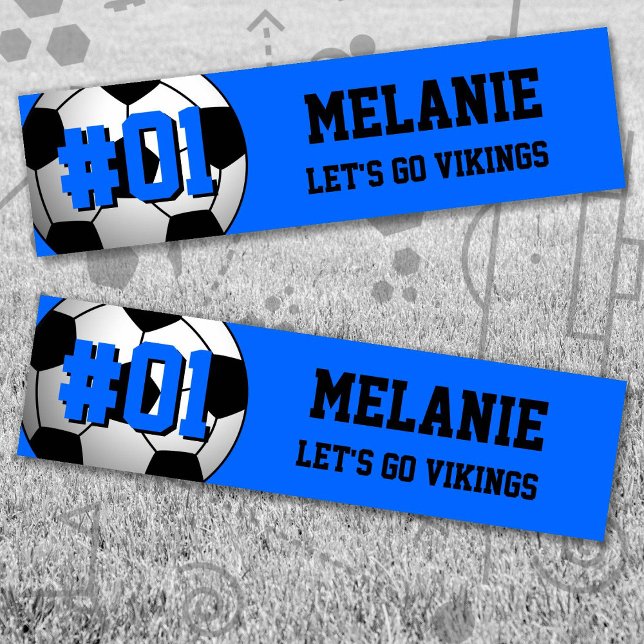 Adesivo Para Carro Equipe de futebol preto azul (Blue and Black Soccer Let's Go Team Bumper Sticker. Celebrate your high school or college athlete.)