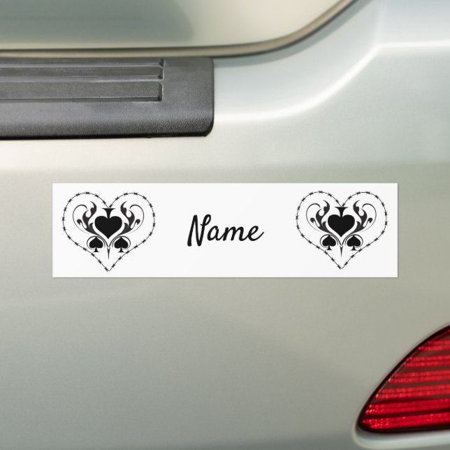 Adesivo Para Carro Espadas Pretas do Coração com Fio Barbed_Cove (No carro)