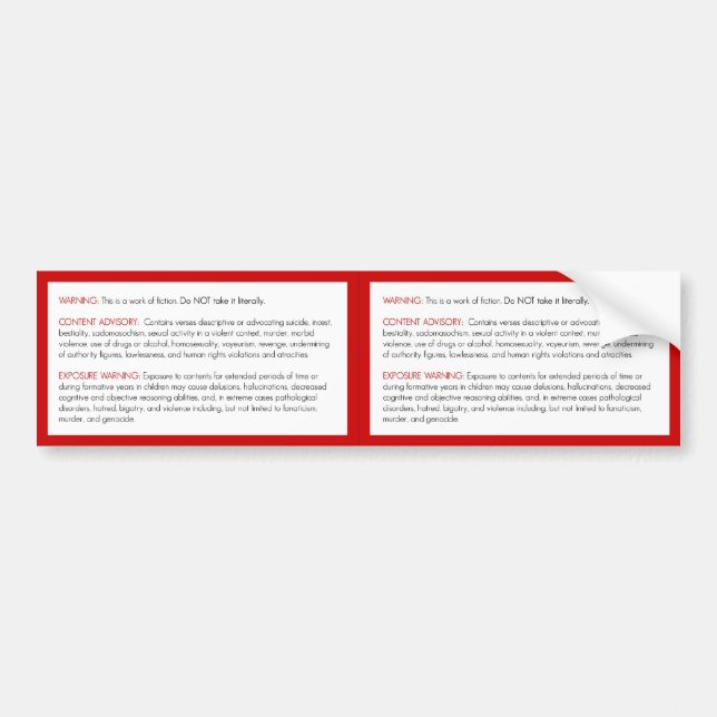 Adesivo Para Carro Etiqueta de advertência da bíblia (Frente)