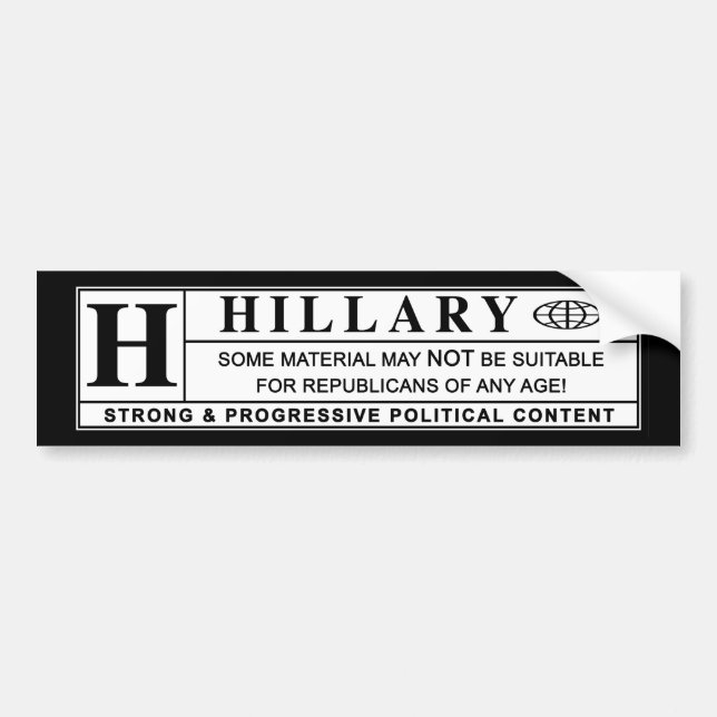 Adesivo Para Carro Etiqueta de advertência de Hillary Clinton (Frente)