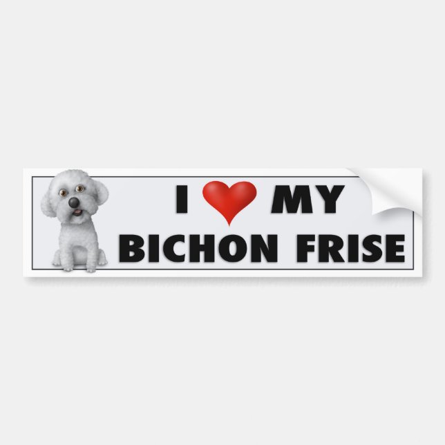 Adesivo Para Carro Etiqueta do amor de Bichon Frise (Frente)