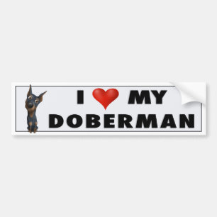 Adesivo Para Carro Etiqueta do amor do Pinscher do Doberman (preto e