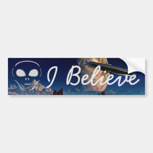 Adesivo Para Carro Eu Acredito, Aliens OVNI Bumper Sticker