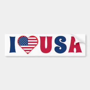 Adesivo Para Carro Eu adoro a bandeira americana Red White e Blue
