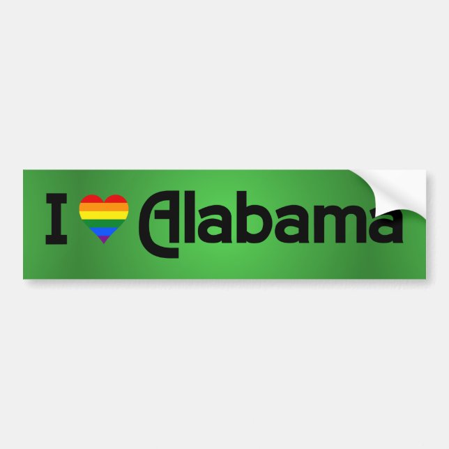Adesivo Para Carro Eu adoro a LGBT Alabama Bumper Sticker (Frente)