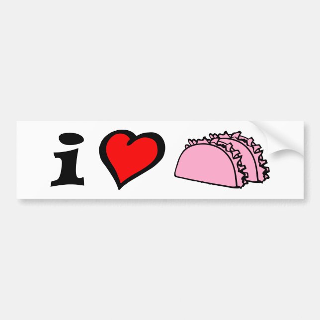 Adesivo Para Carro Eu adoro LUV Heart Pink Tacos Bumper Sticker (Frente)