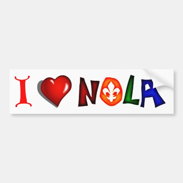 ADESIVO PARA CARRO EU ADORO O NOVO JORLEANS LOUISIANA BUMPER STICKER (Frente)