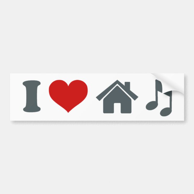 Adesivo Para Carro Eu Adoro o Sticker do Bumper Music House (Frente)
